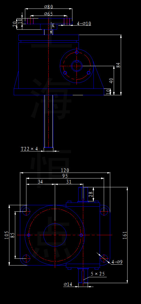SWL1-1A-II絲杆升降機外型尺寸CAD圖紙