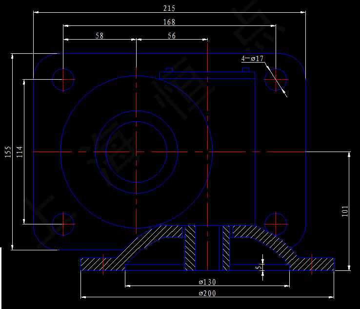 5噸絲杆升降機[SWLD5-1A-II]單邊法蘭輸入外型尺寸CAD圖