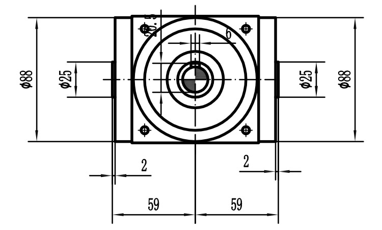 HDA09系列換向器：HDA09-2：1-E外形安裝尺寸圖1