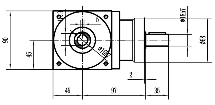 HDA09系列換向器：HDA09-2：1-E外形安裝尺寸圖2