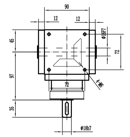 HDA09系列換向器：HDA09-2：1-E外形安裝尺寸圖3